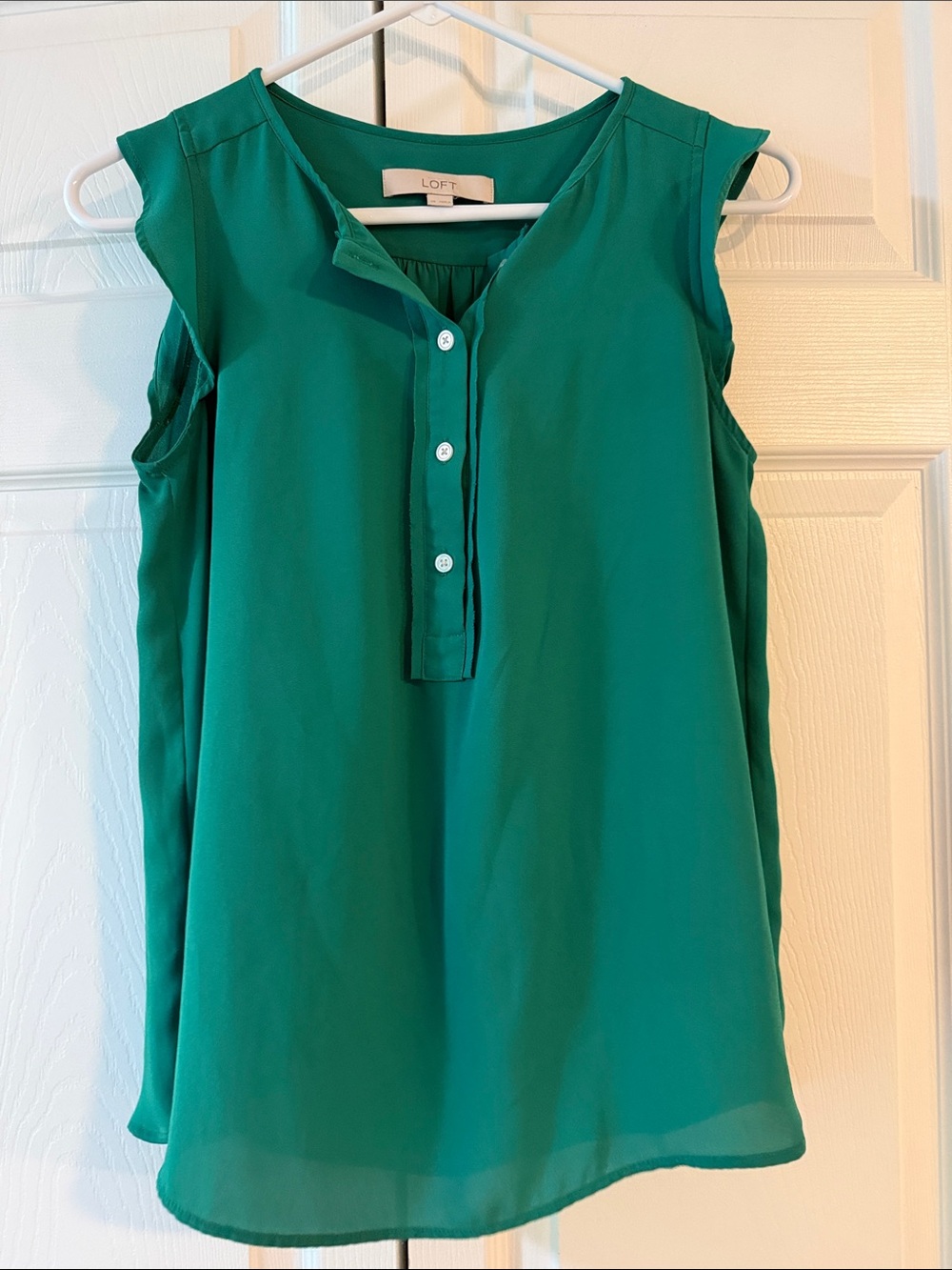 LOFT Teal Green Sleeveless Button-Front Camisole